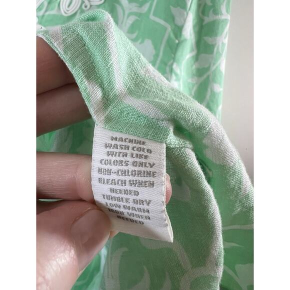 Women’s Embroidered Linen Tunic Size XL Green White California Beachy Resortcore - Picture 5 of 9